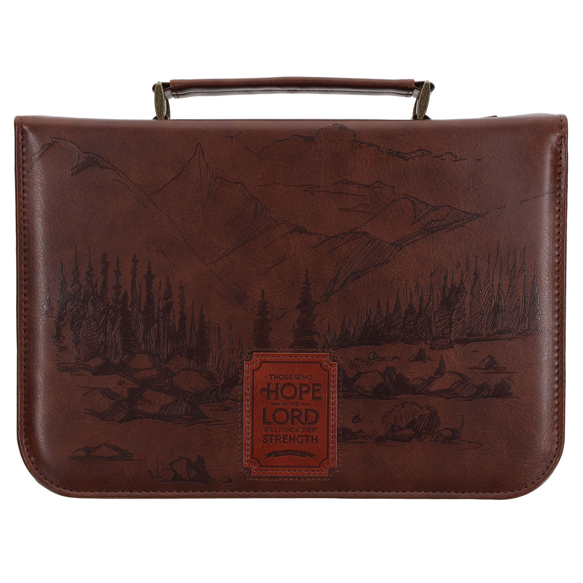 Those Who Hope in the Lord Will Renew Their Strength Brown Faux Leather Bible Bag