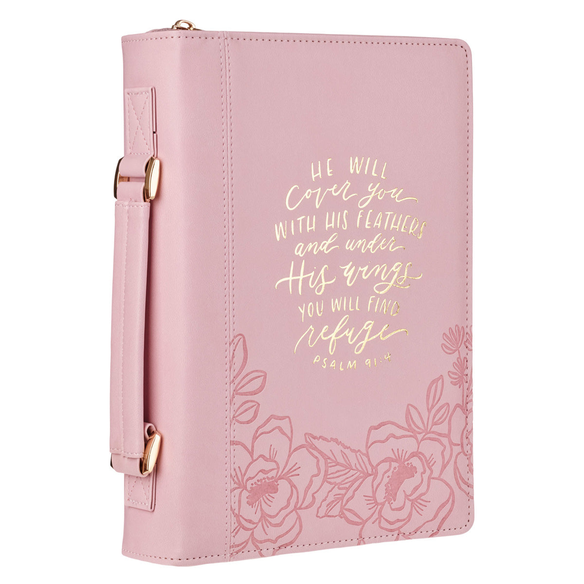 He Will Cover You with His Feathers and Under His Wings You Will Find Refuge Faux Leather Bible Bag