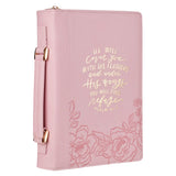 He Will Cover You with His Feathers and Under His Wings You Will Find Refuge Faux Leather Bible Bag