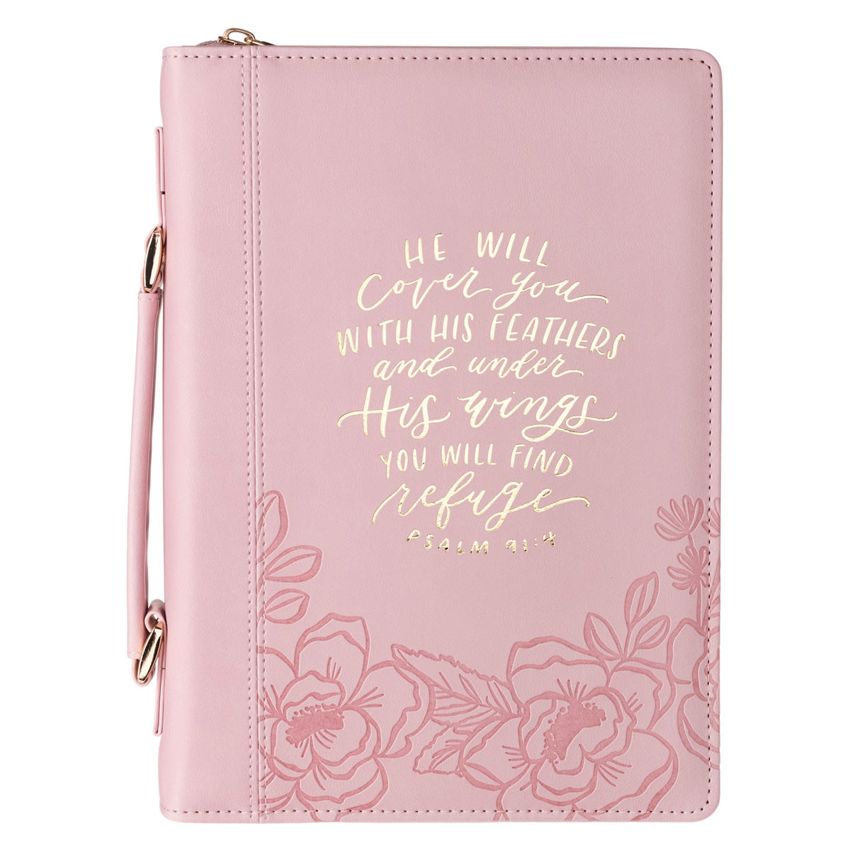 He Will Cover You with His Feathers and Under His Wings You Will Find Refuge Faux Leather Bible Bag