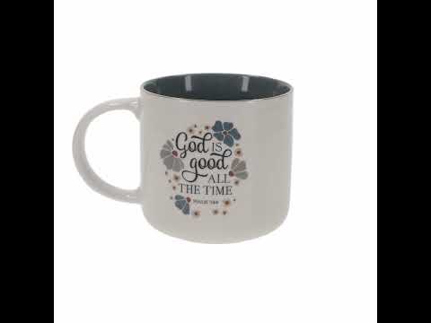 God Is Good All the Time Ceramic Mug with Teal Interior
