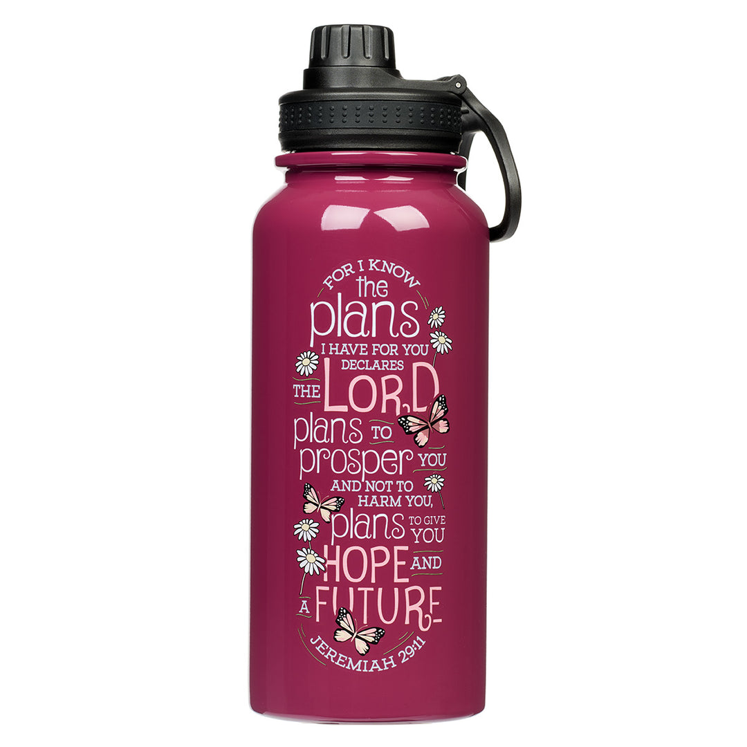 Be Still Pink Stainless Steel Water Bottle - Psalm 46:10
